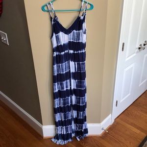Blue tie dye maxi dress